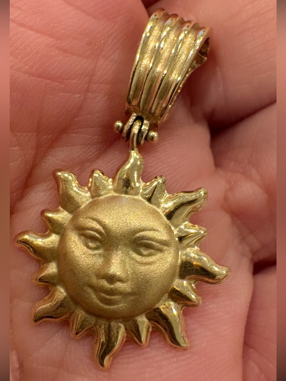 Vintage Gold Face Sun 🌞 Pendant |Celestial Jewelry |Boho Vintage